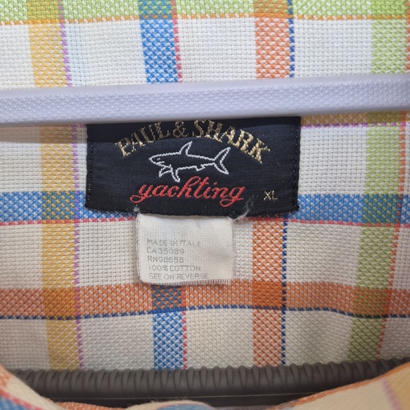 Paul & Shark Yachting Button Down Shirt Men's XL Check Plaid Made in Italy - Picture 2 of 10